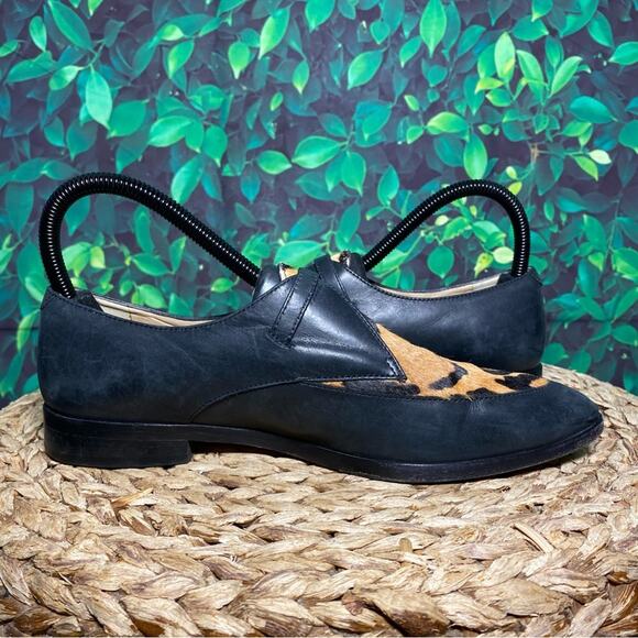 J crew black leather calf hair tiger animal print loafers women 7 - Picture 8 of 8